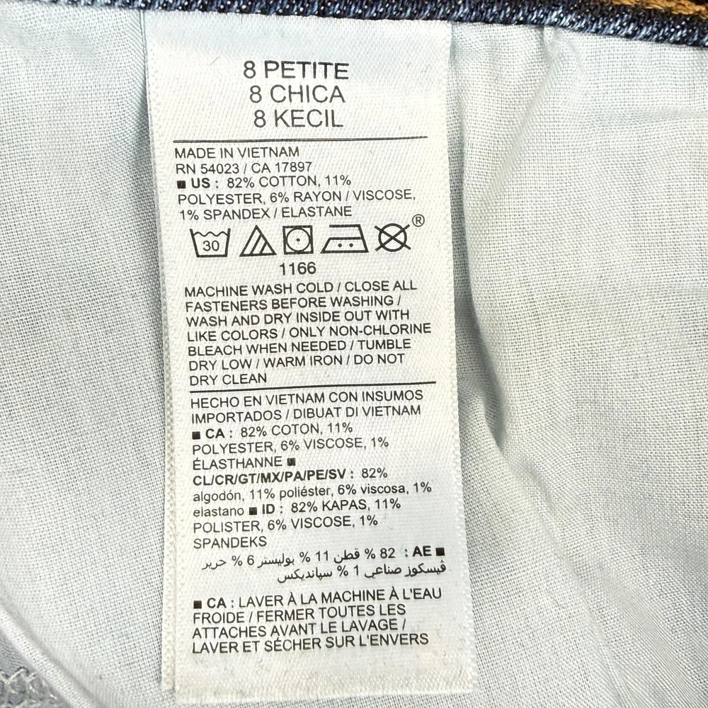 Old Navy Kicker Bootcut Jeans Womens 8 Petite Blue Rinse High Rise Stretch Denim